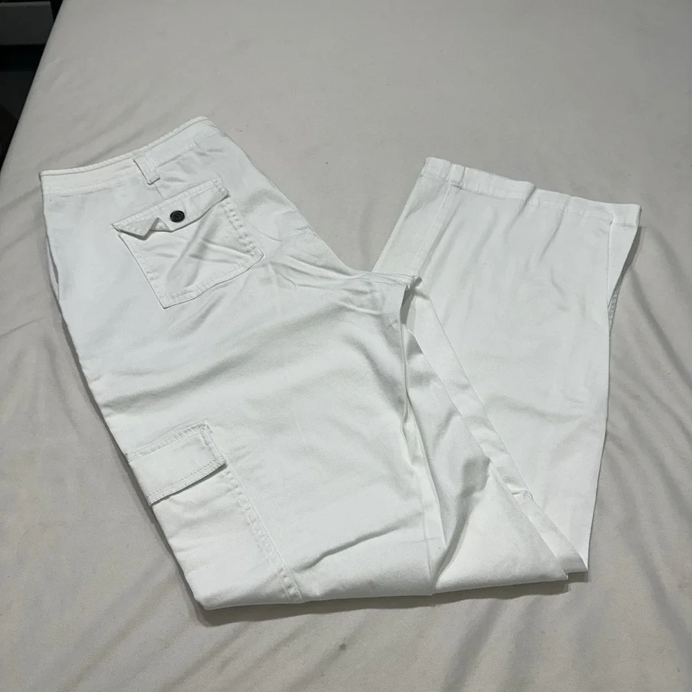 Liz Claiborne New York Womens White Stretch Cargo Pants / Utility‎ Pants Size 14